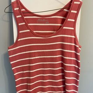 Eddie Bauer Fitted Red and Orange Sleeveless Tank Top